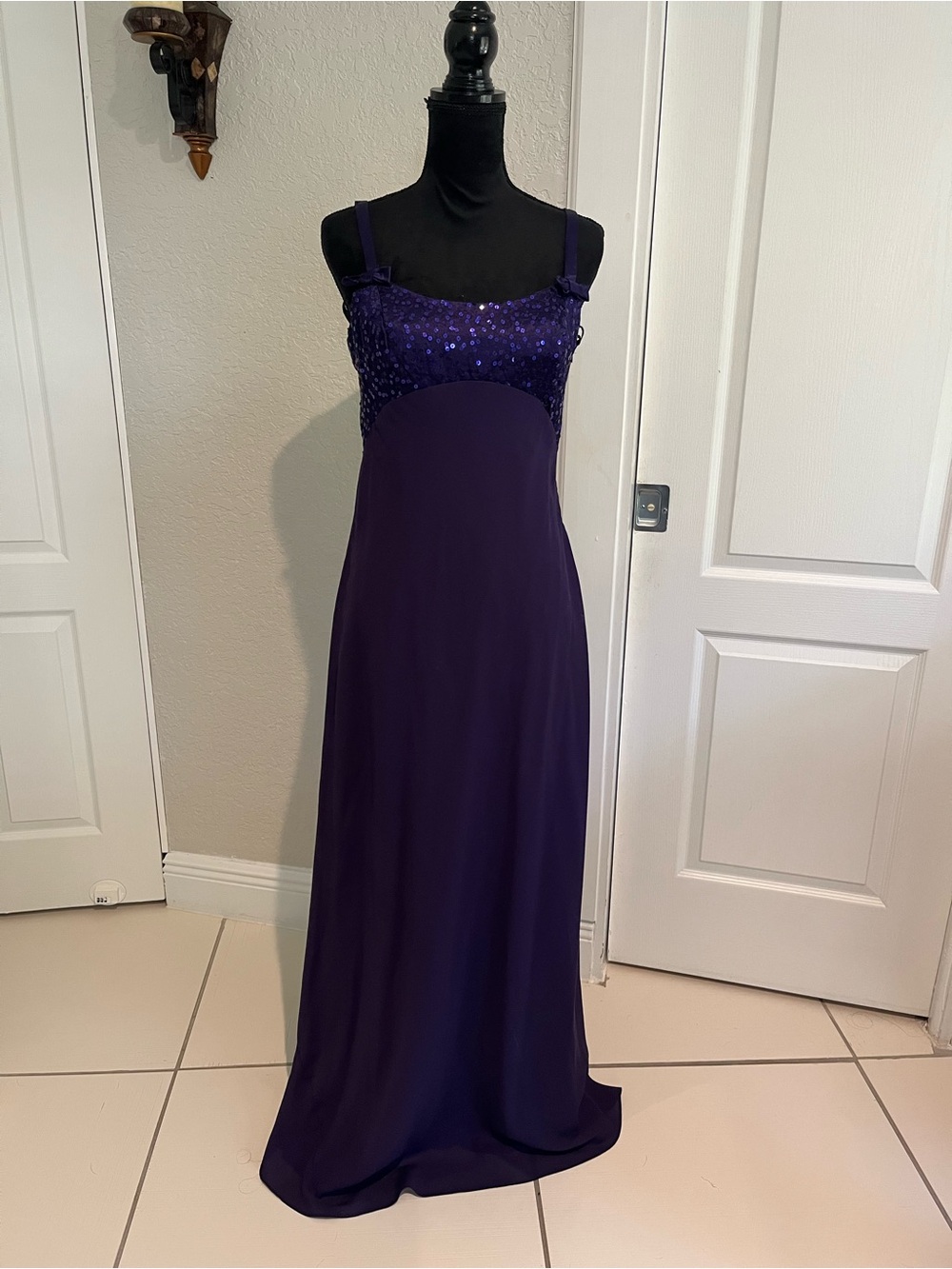 Morgan & Co. Deep Purple Sequin Bodice Maxi Dress